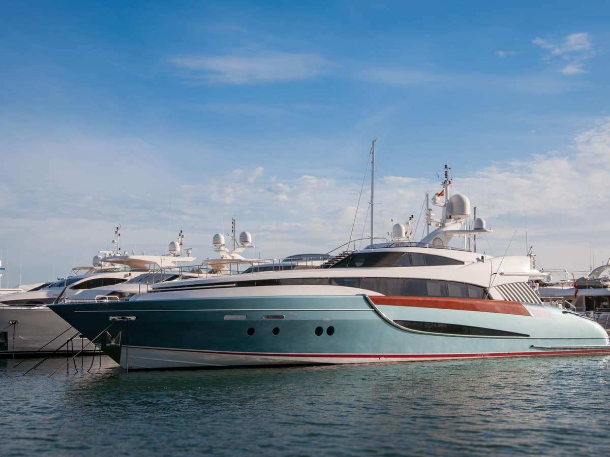 Yachts moored in a Mediterranean marina